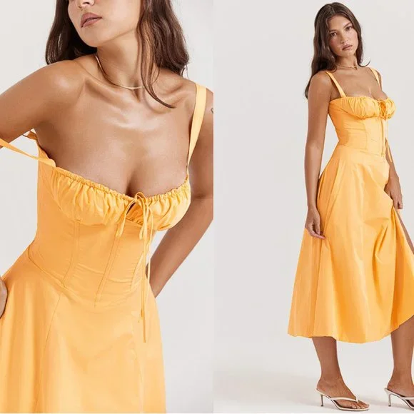 HOUSE OF CB 'Carmen' Tangerine Bustier Sundress NWOT - Picture 5 of 12